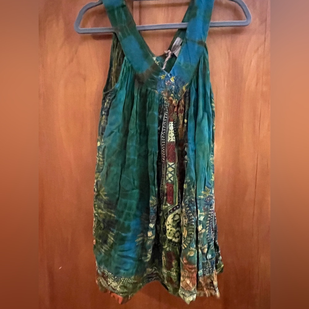 Cost Plus World Market Teal and Brown Maxi Dress